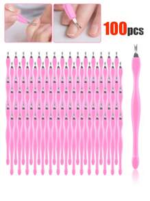 100 piezas Cortador de cutículas con forma de V, horquilla con forma de V para cutículas, eliminador de cutículas, herramienta de doble cabeza en forma de V para el cuidado de uñas y pies, herramienta de cuidado para el hogar y el salón de uñas. 90/80/70/60/50/40/30/20/10/1 pieza