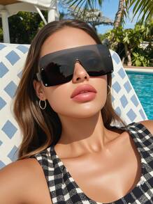 1 对女士/男士时尚黑色半框遮阳板时尚眼镜，高端时尚防护眼镜适合外出、旅行、海滩、节日、驾驶、运动、度假、街头、钓鱼、户外活动、派对