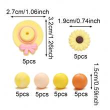 30 件波西米亚雏菊蝴蝶结帽硅胶珠圆花硅胶散珠 DIY 工艺品适用于制作笔、钥匙链、项链、手链