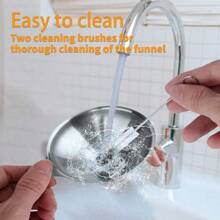 Metal Stainless Steel Funnel, Large Medium Small Funnel Set Of 3,  Mini Funnels For Kitchen Use Filling Bottles Flask Cooking, 2 Brushes - 3 Pcs Funnel Set - View 5