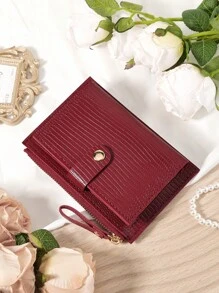 Burgundy Bag Charry Red Bag Wine Red Bag,Fashionable Burgundy Purse With Embossed Tactile Feel And Snap Closure - High-Quality Leather Women's Wallet With Multiple Card Slots, Zippered Coin Pocket, And Durable Scratch-Resistant Hardware - Burgundy - View 6