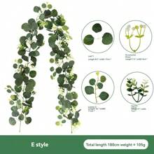 1 Pieza Guirnalda de Eucalipto, Guirnalda de Follaje de 5.9 pies, Guirnalda Verde con Flores, Hojas y Tallos Artificiales de Eucalipto de Dólar de Plata para Decoración de Mesa, Hogar, Boda, Chimenea, Fiesta, Interior y Exterior, Decoración de Habitación, Hogar, Cocina, Boda, Decoración de Mesa, Centros de Mesa, Decoración de Oficina, Jardín, Decoración Exterior, Plantas Falsas
