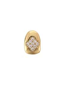1 pièce Grillz de style hip hop élégant en bronze avec des pierres en zircone étincelantes, cadeau de fête d'Halloween ; Accessoire de vampire