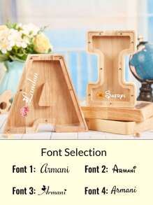 1pc Personalized Boys And Girl Piggy Bank, Custom Name Wood Gift For Kids, Neutral Baby Shower Gift, Personalized Customized Letter Bank, A~Z, Boy Nursery Decor, Money Box Back To School - Style a - View 4