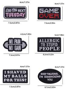 1 套 3/15 件黑白英文字母时尚刺绣补丁矩形贴花服装配饰布贴 DIY 熨烫补丁缝制适用于背包、牛仔裤、夹克、T 恤、帽子、连衣裙等 - 混搭 - 查看 6