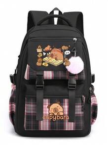 1pcsLightweight Student Backpack, Large Capacity Fashion Cartoon Print Backpack For Men And Women, Capybara Print Backpack, Casual Style Multi-Layer, Multi-Purpose, With Adjustable Shoulder Straps, Lightweight Laptop Bag, Wet Wipe Cleaning, Zipper Closure, Machine Washable - Suitable For School And Outdoor Use, Suitable For Travel - Multicolor - View 14