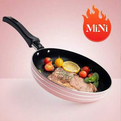ABKOK Mini söt rosa 6,5-tums non-stick gryt- och pannset, köksredskap för daglig matlagning och beredning av barnmat, kontrollera storleken innan du köper