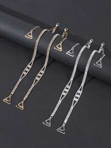 1 Pair Women Adjustable Replaceable Undergarment Shoulder Straps Accessories, Rhinestone Slip Proof Strap, For Rave