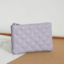 Rhombus Pattern Girl's Coin Purse, PU Leather Short Wallet Large Capacity Card Case, Cute Fresh Coin Pouch, Clutch Organizer - Multicolor - View 9