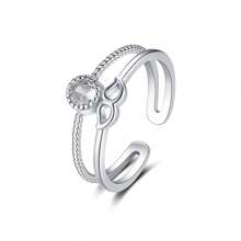 Toe Rings For Women Adjustable Toe Rings Open Cuff Toe Rings CZ Daisy Moonstone Ring Band Rings Beach Foot Jewelry - Silvery - View 8