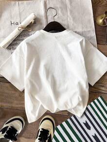 女士字母印花圆领短袖休闲T恤