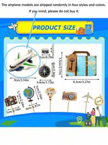 10er Set Reise Cake Toppers, Lass das Abenteuer beginnen Reise-Themen Cupcake Dekorationen, Mini Papier Koffer, Mikroflugzeug Kamera Kompass Globus, geeignet für Reise Geburtstags Tortendekoration, Geschenkpartydeko, Abschluss/Heimkehr Tortendekorationen, Herren Geburtstagstorte Deko, Erde/Geografie Themen Tortendekoration (Das Flugzeugmodell wird zufällig aus vier Stilen und Farben geliefert. Wenn Sie es nicht möchten, kaufen Sie es bitte nicht.)