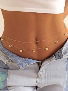 Sexy Butterfly Waist Chains For Women, Butterfly Chain Adjustable Waterproof Delicate Body Chain Sexy Bikini Tassel Waist Tassel Butterfly For Women Beads Crystal Seastar Chain Dainty Summer Beach Body Chains Jewelry For Women And Girls - Butterfly Waist Chain - View 3