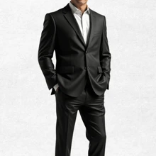 Men's Slim Fit Business Suit – Modern Elegance In 2 Pieces - Black - View 8