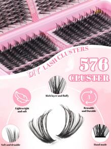 Libro de pestañas postizas con 576 racimos de rizos tipo D de alta capacidad, 30D+40D+50D+60D mezcla de longitudes de 8-16 mm, para maquillaje DIY y belleza. Pestañas postizas negras suaves y densas que amplían y embellecen los ojos, con extensiones de pestañas individuales gruesas y esponjosas, adecuadas para principiantes, para uso diario, viajes, fotografía, reuniones, bodas y maquillaje.