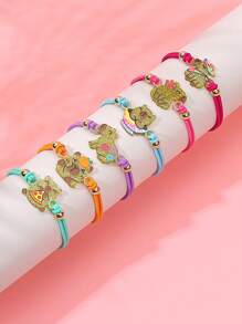 6pcs/Set Girls Cartoon Cute Capybara Cat Elastic Bracelets - Multicolor - View 7