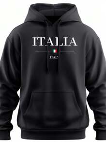 Men's Sweatshirt Kangaroo Sweatshirt Cold Weather Top - Black - View 2