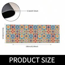 1pc Vintage Geometric Pattern Non-Slip Silica Gel Kitchen Carpet, 3D Printed Rectangular, Suitable For Living Room, Bedroom, Hallway, Bathroom, Laundry Room - Polyester Rug, For Indoor And Outdoor Home Decor - FUCFD128 - View 12