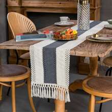 1 pezzo Runner da tavolo bohémien in macramè per decorazioni per la casa, runner da tavolo in macramè color crema e marrone con nappe per il decoro boho di sala da pranzo e camera da letto, rustico per doccia nuziale, runner da tavolo stile fattoria, tovaglietta, decorazioni per la casa per il Ringraziamento e il Natale (disponibile in varie misure)