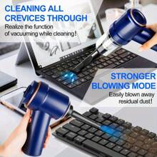 Car Vacuum Cleaner, With 5 Replacement Heads, Mini Handheld Vacuum, Portable Vacuum Cleaner, With LED Light, For Car/Home/Office (Blue) - Blue - View 4