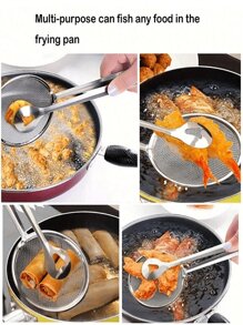 1 件不锈钢煎炸油过滤器和滤网，煎炸滤网勺，厨房食品过滤网，用于煎炸食物。耐高温食品不锈钢煎炸夹滤网厨房工具，厨房烹饪工具 - 彩色 - 查看 7