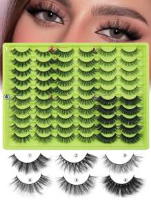 Happy Butterfly 30 Pairs Mixed Style Natural Crossover False Eyelashes, Handmade Lengthened Thick Curly Eyelashes Artificial 3D Fuax Mink Eyelashes D Curvature Makeup Tools Hot Sellers For Daily Life,Gift For Christmas. - 交叉款 - 查看 9