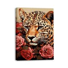 1 Piece Home Wall Decor Framed Canvas Rose Leopard Animals Pattern Canvas Wall Art Paintings For Living Room - Canvas Framed Print Wall Artworks Bedroom Decoration Office Wall Decor - Multicolor - View 1