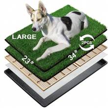 New MEEXPAWS Large Dog Toilet Made Of Artificial Grass Tray (85*59 Cm) \U2013 Dog Toilet For Apartment & Balcony \U2013 2 Grass Replacement Sets & 2 Pee Pads \U2013 Drainage \U2013 Potty Training For Home & Indoors - 綠色L 85 x 59 厘米 - 查看 1