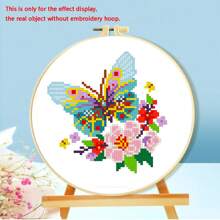 [Beginner Friendly] Cartoon Cross-Stitch Kit, 11CT Grid (Butterfly/Goldfish/Sunflower/Potted Flower) DIY 3-Strand Embroidery Thread, Full Set Of Materials