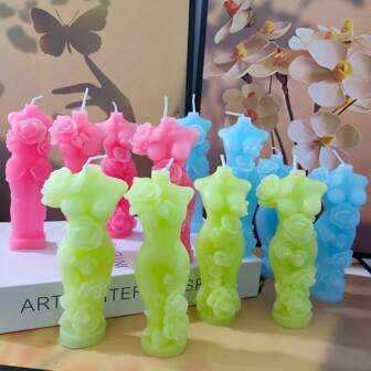 1件装 4款玫瑰维纳斯香氛蜡烛，女性玫瑰香氛蜡烛家居装饰摆件，情人节