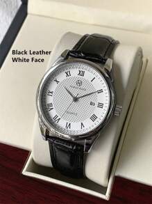 Pablo Raez 1件装男士休闲腕表，时尚商务腕表，不锈钢银色表壳，永不褪色，奢华原装，魅力十足。黑色柔软舒适的超细纤维皮革表带，手感极佳，罗马数字刻度，带日期显示，50米防水，顶级全新AAA级男士石英腕表。 - 銀色 - 查看 16