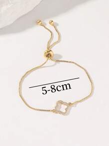 1 pieza Brazalete ajustable de trébol de 4 hojas de la suerte, brazalete de flor enchapada en oro, regalo para ella, regalo del Día de la Madre