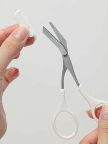 4pcs/2pcs/1pc Stainless Steel Eyebrow Trimmer Scissors Set With Comb, Suitable For Any Skin Type Beauty Tools, Unisex, Can Be Used For Depilation, Makeup, Home Decor, Vanity, Travel, Bedroom And More. Versatile Product Includes Makeup Accessories, Eyebrow Scissors, Christmas Gift And Others. - White - View 6