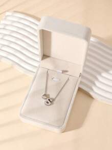 1 Fashion Simple Stainless Steel Love Letters Ladies Pendant Necklace Suitable For Ladies Daily Wear Holiday Dating Gift Jewellery Mother's Day Gift (With Gift Box)