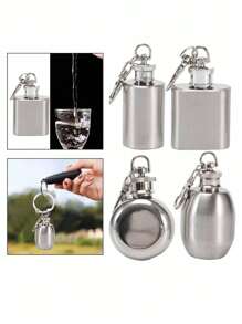 不锈钢户外便携式钥匙扣液体瓶，适合喝咖啡、牛奶、饮料、露营、节日派对、圣诞节情人节情侣礼物