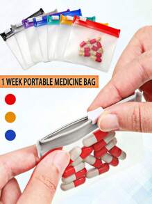 14pcs Portable Zipper Medicine Bags,For Pill/Tablet Storage, Waterproof Seal, Pouch Slide Lock Storage Bags Reusable Mini Seal Portable Medicine Baggies Self-Sealing Travel Plastic Case For Home Office Organizing Small Items
