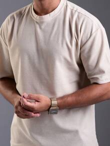 Oversized Textured Fabric T-Shirt S To G2 - Màu be - Xem 1