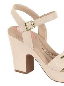 Modare Women's Orthopedic Thick Heel Sandal Platform High Heel 9cm With Platform - Cream - View 3