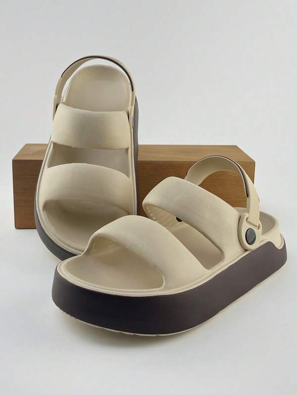Thick-Sole Squish Feeling Men's Thong Sandals With Backstrap, Casual Wear, Driving, Sports, Beach