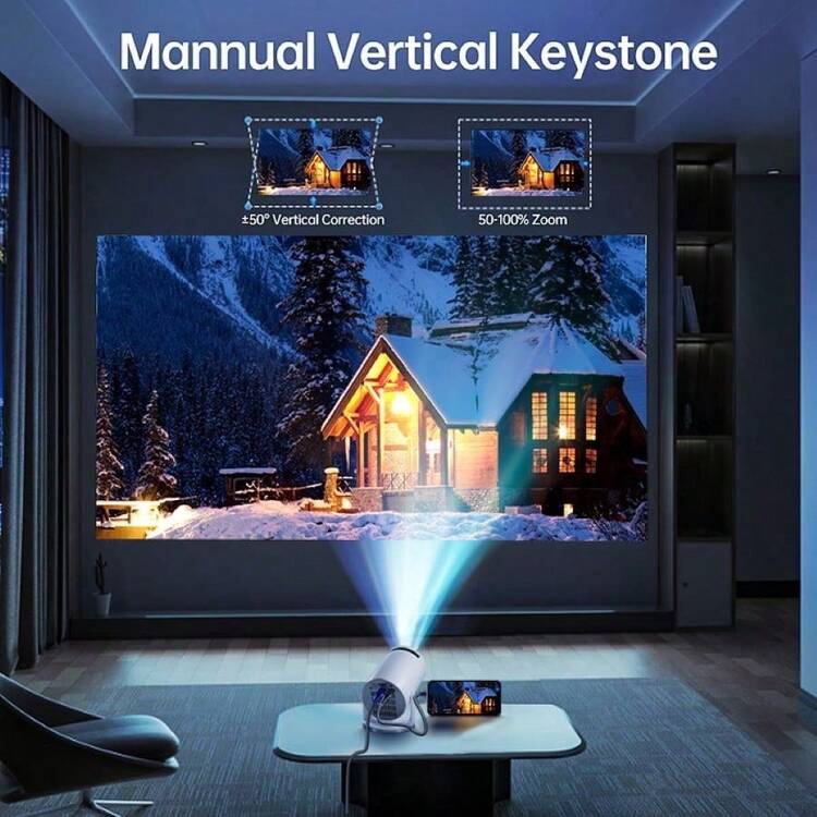 Proyector portátil HY30. Con pantalla de 4K y 130 pulgadas, volteo de 180 grados. Adecuado para cines en casa/reuniones con amigos/exteriores, diseño circular, perfecto como regalo de vacaciones para el hogar y exterior - Añade 6