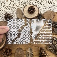 1 件 4 种设计复古仿旧纹理蕾丝砖墙背景金属切割模具适用于生日婚礼装饰剪贴簿纸工艺品 DIY 剪贴簿和模切模板 - 銀色 - 查看 3
