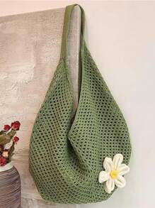 Dzianinowa torba typu hollow-out o dużej pojemności, nowa torebka na wakacje na plaży latem, duża torba biurowa do pracy