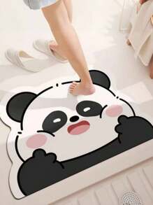 1pc Cute Panda Bathroom Mat, Quick Dry Water Absorbent Non-Slip Diatomaceous Earth Mat, Bathroom Decoration, Shower Mat, Easy To Clean, Suitable For Bathroom, Kitchen, Entryway, Etc., Universal Holiday Decoration
