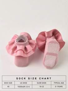 1 par de calcetines de bebé con acabado de encaje de lunares, calcetines de princesa multicolor para bebés