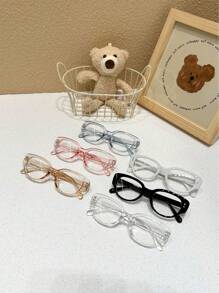 1 Pair Kids' Retro Rivet Frame Clear Lens Glasses, Suitable For All Seasons Everyday Wear - one-size - View 3