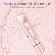 Women's Electric Bikini Trimmer - Rechargeable 2-In-1 Body & Facial Hair Removal Device, IPX7 Waterproof Wet/Dry Use, Dual-Head Hair Trimmer For Face, Underarms, Legs, Grooming Tool