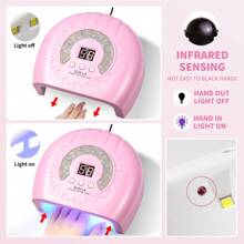 NEW SUN L4 USB 24LED美甲灯 - 水晶镶嵌粉色设计，红外线自动感应（无黑手），快速固化凝胶/UV指甲油，便携轻巧，适合美甲沙龙和家庭美甲 - 粉色 - 查看 3