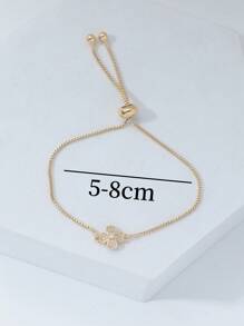 1pc Lucky 4 Leaf Clover Bracelet, Electroplate Gold Flower Bracelet, Gift For Her, Mother's Day Gift - Golden - View 3