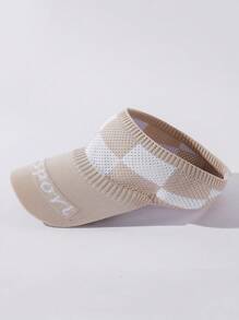 Tweekleurige geruite letter casual bohemian polyester hardlooppet, winddichte uv-bescherming decoratie, lente/zomer