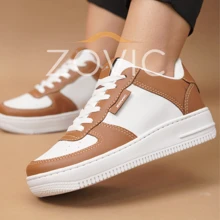 Men's Casual Caramel Leather Sneakers Everyday All Stitched Blogger 34 To 43 - 駝色 - 查看 4